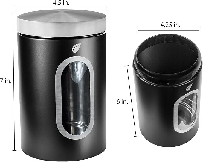 Saf-Care Kitchen Canisters - Modern Kitchen Decoration of Canister Set with Multiple Preservation Purposes by Tight Sealed Lids, Good for Wedding Gifts Kitchen Canisters Set of 3, Matte Black
