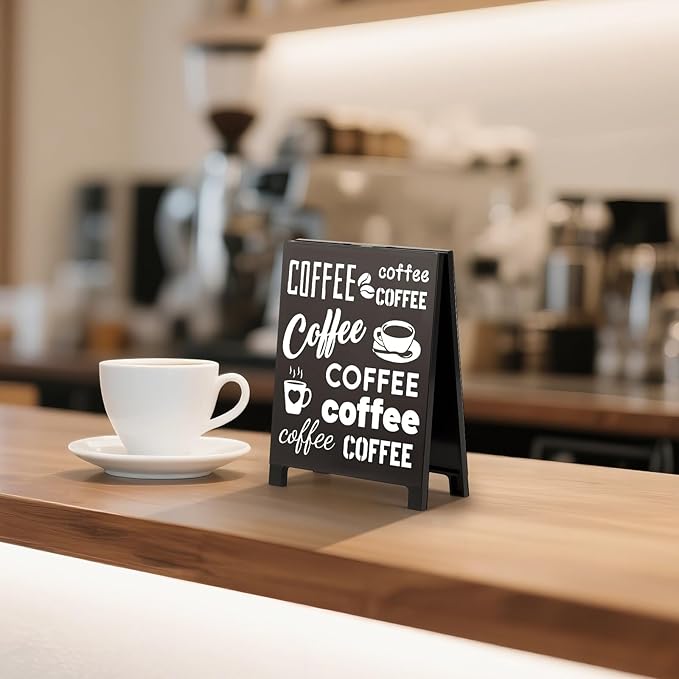 Coffee Bar Accessories Decor: Black Coffee Station Corner Decorations Sign for Kitchen Desk Tabletop Shelf