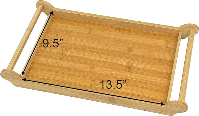 Bam & Boo - Bamboo Serving Tray with Extra Large Handles (10.25" x 17.5")