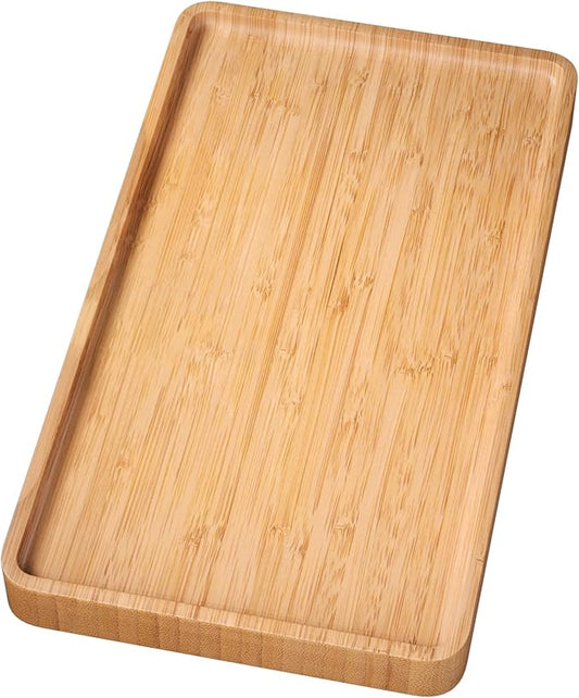 Bamboo Serving Tray,13.8x7.9 Inch Decorative Trays Platter for Coffee Table,Living Room,Bar,Party,Mini Charcuterie Boards Cheese Board,Home Decor（Natural）