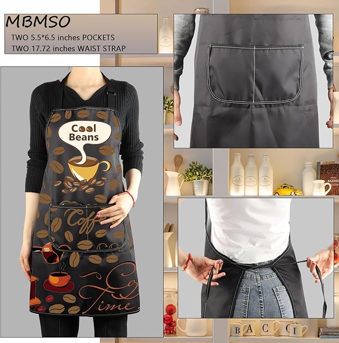 MBMSO Life Begins After Coffee Apron - Barista Gift, Coffee Themed Kitchen Apron