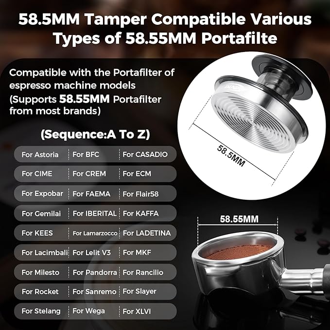 IKAPE 58mm Black Espresso Tool Set 8 IN 1, Coffee Tamper, Distributor, Magnetic Funnel, Puck Screen, Tamper Station, Stirrer Distribution Tool, Cleaning Towel and Brush - Image 4