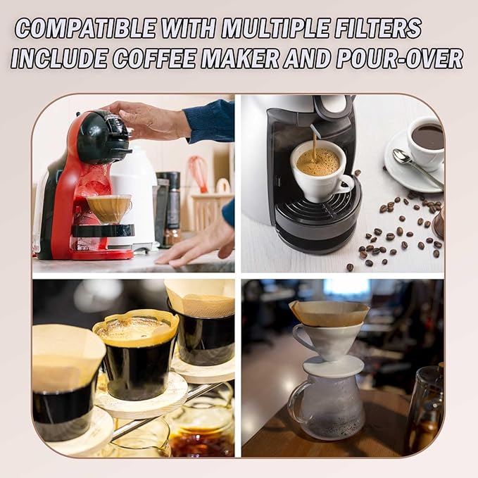 200 Count Coffee Filters 2, Cone Coffee Filters, Unbleached Natural Disposable Paper Filter 2-4 Cup Fits for Pour Over Dripper and Coffee Maker, Suitable for Home Coffee Shop Commercial