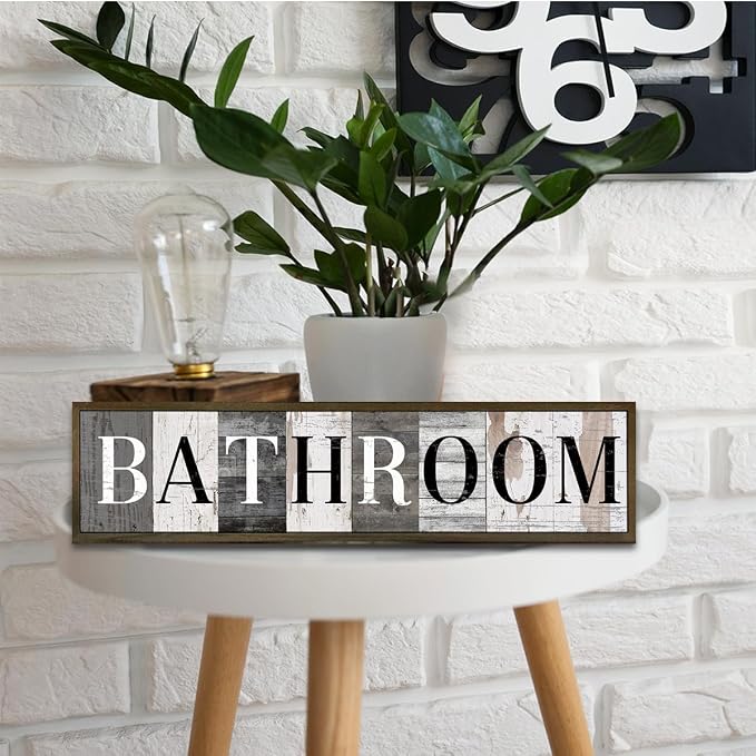 WKYAER Vintage Bathroom Wall Plaque, Farmhouse Home Decor, Bathroom Decor for Wall Table Shelf, Washing Room Decors, Rustic Hanging Signs and Plaques, Decorative Wooden Box Sign 17.8x4x1.2 inches - Image 4