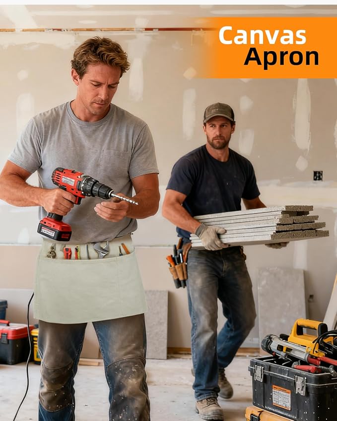 Canvas Work Waist Apron with 3 Pocket - Image 2