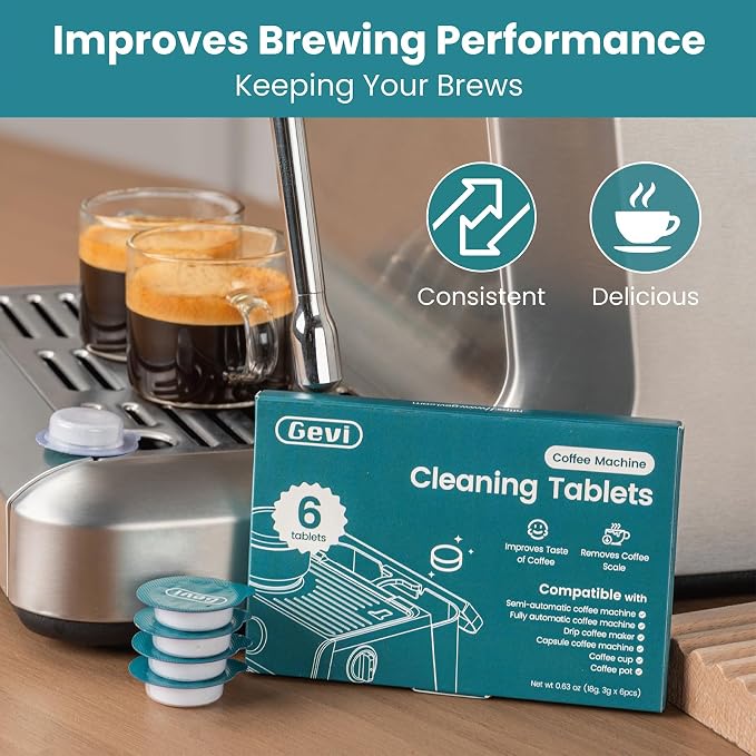 Gevi Coffee Maker Cleaner Tablets, 6 Use & Individually Packed for Each Use, Organic Citric Acid Espreso Machine Cleaner, Compatible with All Coffee Machines - Image 3