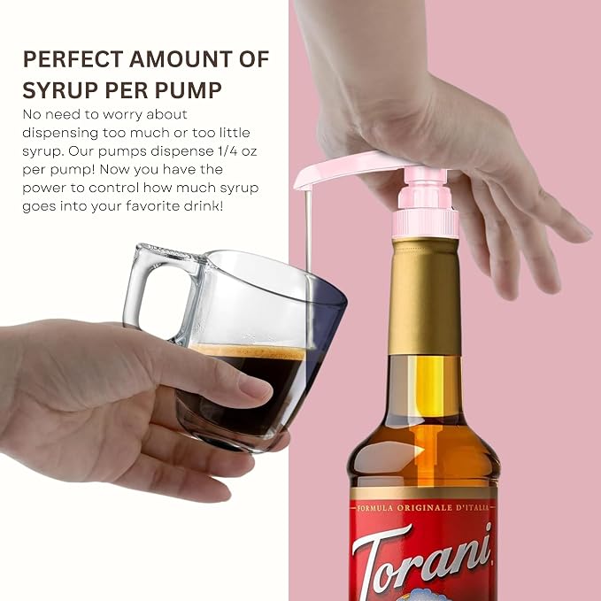 Syrup Pump Compatible with Torani, Davinci and Skinny (Set of 2) - fits Bottles (25.4 oz-750ml) (Pink) - Image 5