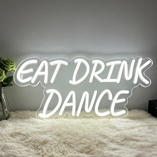 Eat Drink Dance Neon Sign, USB Powered Decorative Neon Light for Party Bar Restaurant Home Living Room Wall Table Celebration Lifestyle Theme Decor 16.1 x 7.5 In by Brighten%E2%80%98Neonawall%E2%80%99NeonSign