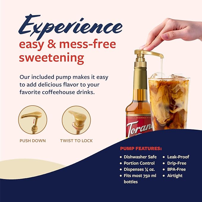 Torani Coffee Syrup, Chocolate Chip Cookie Dough Flavored Syrup for Drinks, Glass Bottle with Pump Included, 25.4 Fl Oz