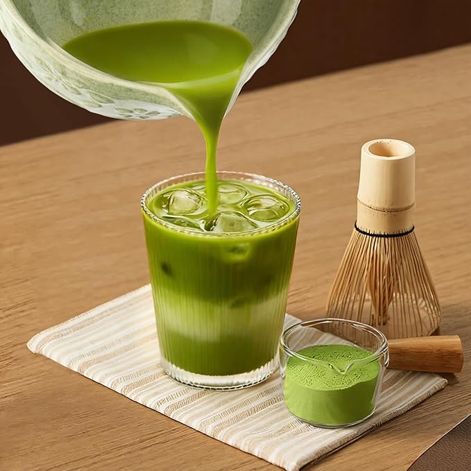 Matcha Whisk Set, 8 Pcs Matcha Kit with Ceramic Japanese Matcha Bowl & Accessories Kit for Traditional Tea Ceremony, Home Use & Gifts for Matcha Lovers (Green)