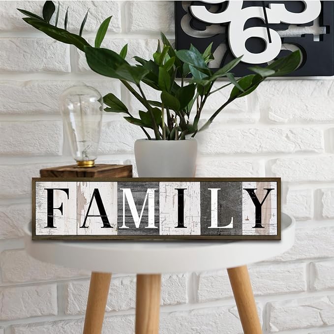WKYAER Vintage Family Sign, Family Wooden Box Sign for Wall, Rustic Hanging Signs and Plaques, Families Room Decor, Home Decor for Table Shelf, Farmhouse Wood Decoration 17.8x4x1.2 inches - Image 4