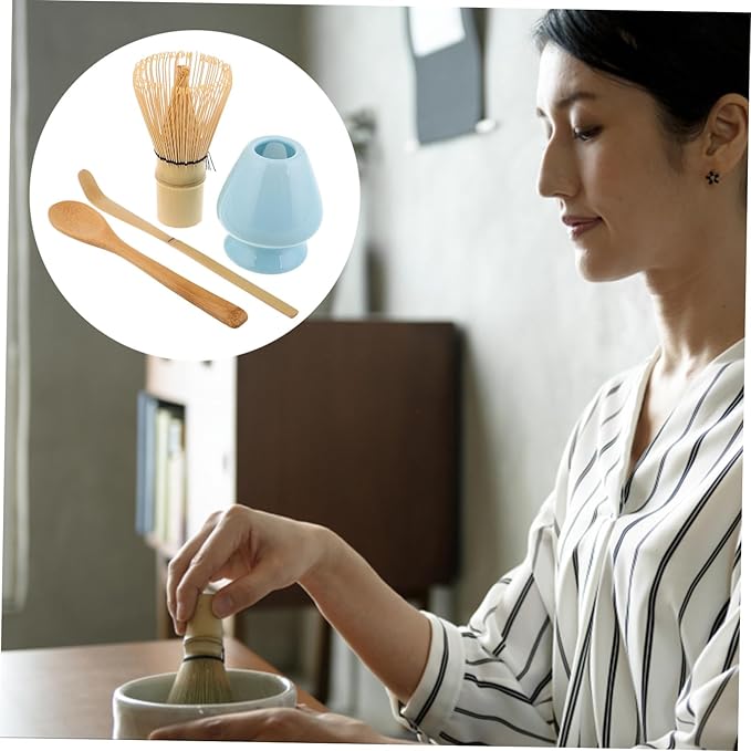 Garneck 1set Matcha Tools Kit Traditional Whisk Tea Scoop Whisk Holder and Spoon for Matcha Preparation Elegant Tea Ceremonies and Daily Use