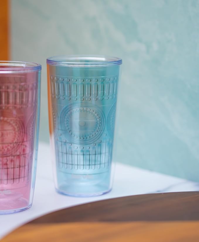 Tervis Romantic Embossed Hobnail Collection Made in USA Double Walled Insulated Tumbler Travel Cup Keeps Drinks Cold & Hot, 16oz, Mangrove Green