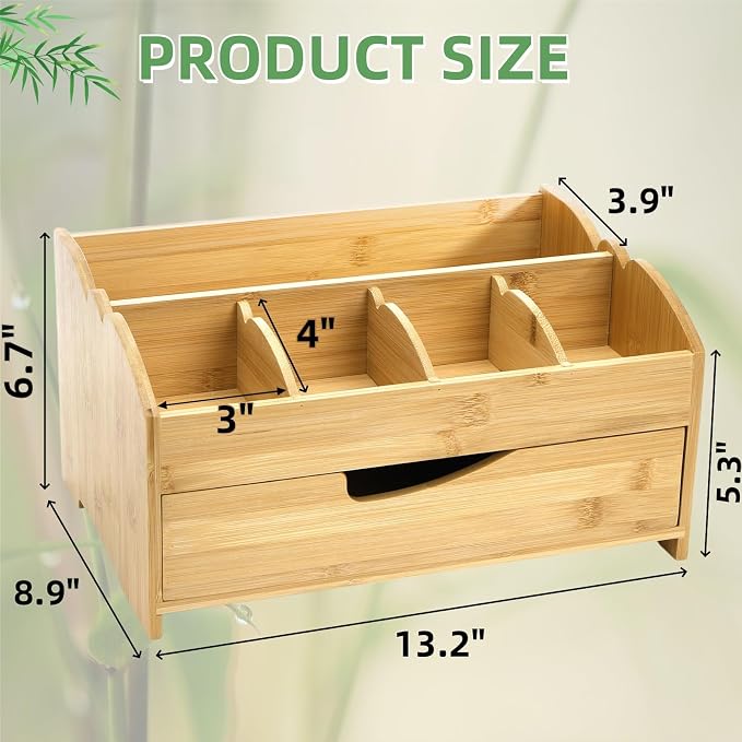Covzoe Coffee Station Organizer for Countertop, Bamboo Coffee Pods Holder Bar Organizer with Drawer, Rustic Tea Condiment Storage Caddy for Bar Decor Kitchen Home Office - Image 2
