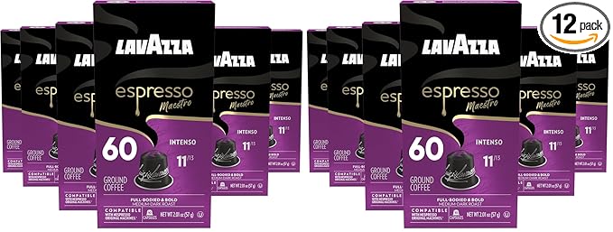 Lavazza Espresso Maestro Intenso Aluminum Capsules Compatible with Nespresso* Original Machines, Medium-Dark Espresso Roast, Arabica and Robusta (10 Count)(Pack of 12)