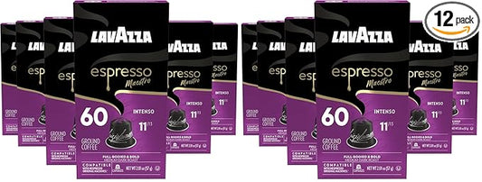 Lavazza Espresso Maestro Intenso Aluminum Capsules Compatible with Nespresso* Original Machines, Medium-Dark Espresso Roast, Arabica and Robusta (10 Count)(Pack of 12)