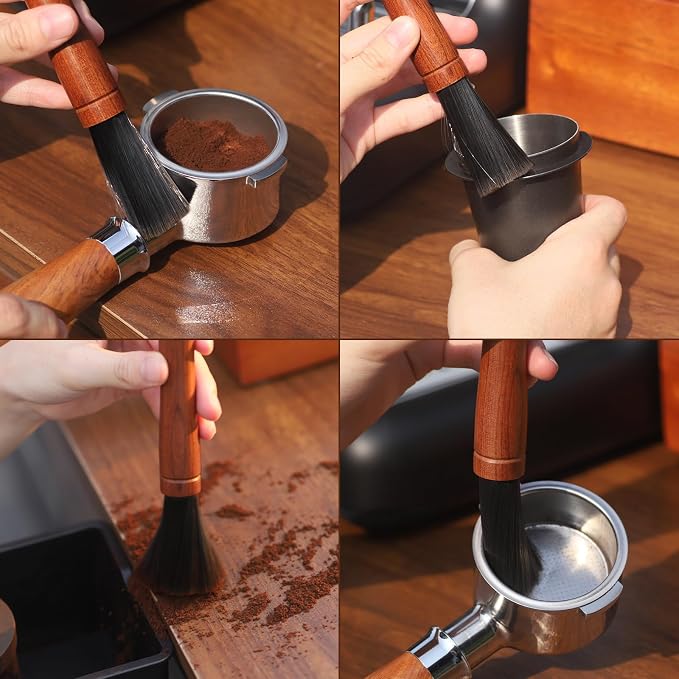 MEION Coffee Grinder Brush, Espresso Brush Tool, Mahogany Coffee Cleaning Brush Coffee Brush Grinder Cleaner Espresso Cleaning Brush Barista Tools for Coffee Lovers - Image 6