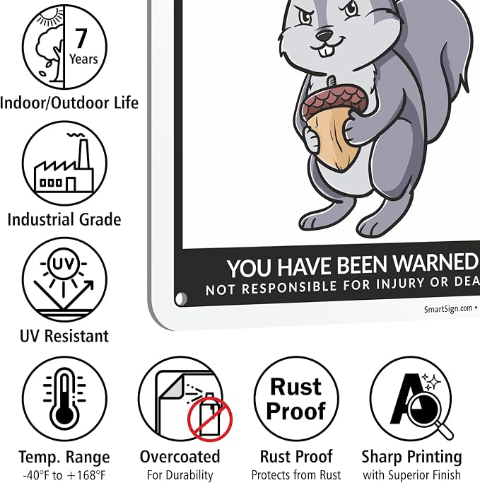 SmartSign Aluminum Squirrel Sign - 10"x7", 40 mil Laminated Rust-free - Humor Squirrel Themed Decorative Signage for Garden, Patio, Gifts - Made in USA - Image 7