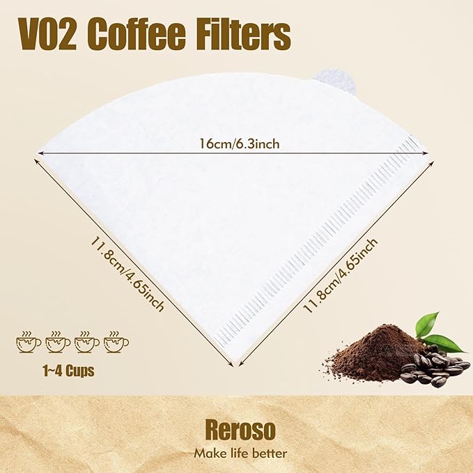 200 Count Coffee Filter, Coffee Filters Disposable No Blowout, Coffee Filters 2 Cone for Drip and Pour OverCoffee Maker (1-4 Cup)