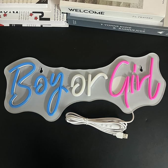 Nordstylee Led "Boy or Girl" Neon Signs Gender Reveal Party Decorations Neon Letters Signs Pregnancy Announcement Party Supplies Baby Shower Yard Signs(blue-pink) - Image 9