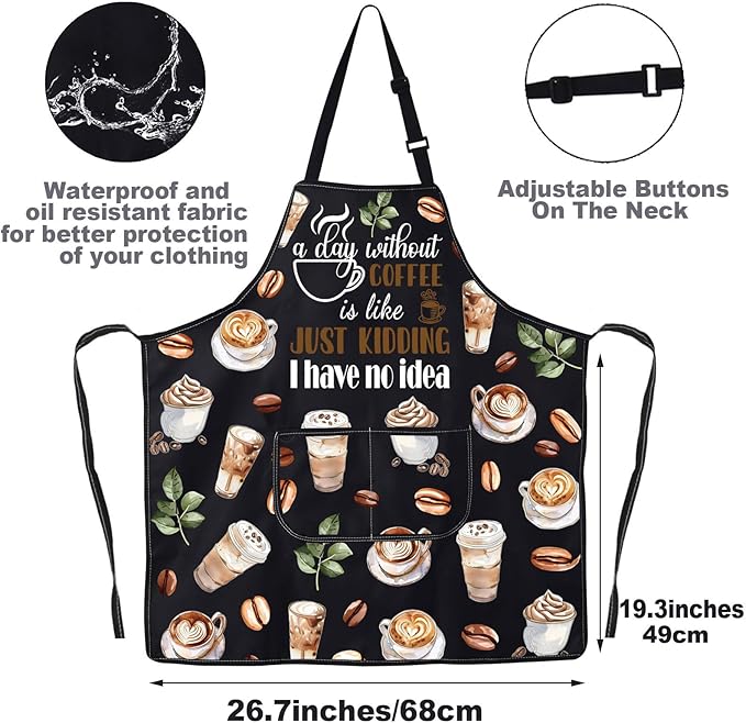 JNIAP Coffee Apron for Barista - Themed Apron for Coffee Shop, Server, Lover Gift