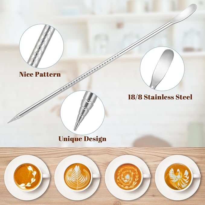 Milk Frothing Pitcher, 12 oz Milk Frother Cup with Clear Scale, 304 Stainless Steel Cappuccino Espresso Machine Accessories for Barista Coffee Bar with Latte Art Pen, Rose Gold