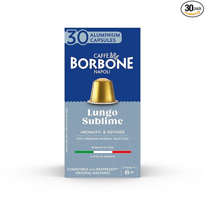 Caffè Borbone Lungo Sublime Medium Roast Aluminum Capsules Compatible with Nespresso Original Machines, 30 Count