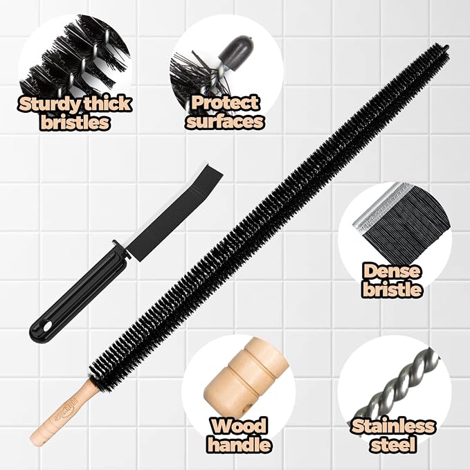 Holikme Dryer Vent Cleaner Kit 2 Pack - Household Cleaning Supplies,Long Flexible Refrigerator Coil Brush Radiator Brush,Dryer Lint Brush Home Essentials for Lint Trap Dust Vacuum Brush - Image 6