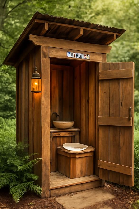 Vintage License Plate OUTHOUSE Sign – 16x4 Inch Rustic Bathroom Tin Sign, Funny Outdoor Toilet Wall Decor for Farmhouse, Cabin, RV or Outhouse Shed (Diversity-14) - Image 3