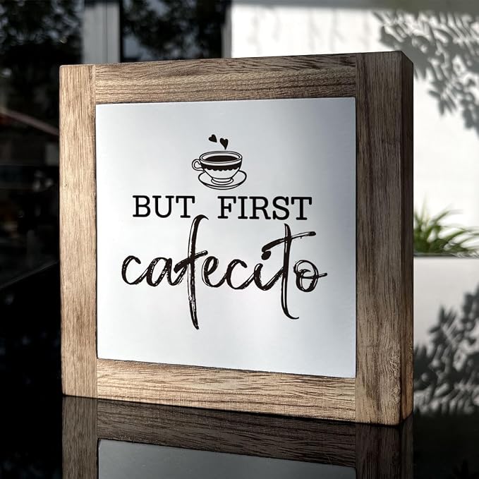 But First Cafecito Sign - Wooden Coffee Decor for Home & Office, Funny for Coffee Lovers - Image 3