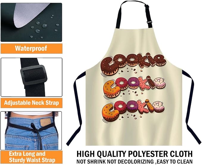 Cake Cookie Set Apron Adjustable Neck Bib Apron for Men Women,Suitable for Kitchen Cooking Waitress Chef Apron - Image 3