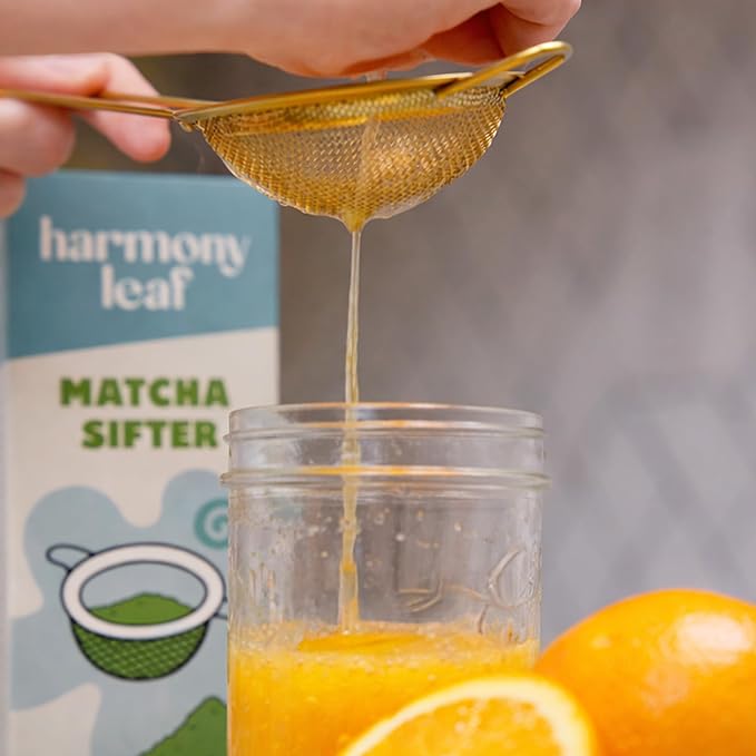 Harmony Leaf Matcha Sifter, Fine Mesh Stainless Steel Strainer for Matcha Powder, Prevents Clumps for Smooth Tea, Multi-Use Sifter for Baking, Tea, and Coffee