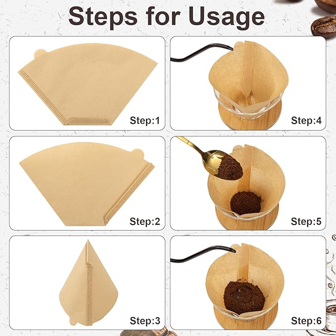 Coffee Filters #4, Unbleached Natural Coffee Filters 8-12 Cup, Disposable Coffee Filters, 4 Cone Paper Compatible with Ninja Coffee Maker, Pour Over and Drip Coffee Maker, 100 Count