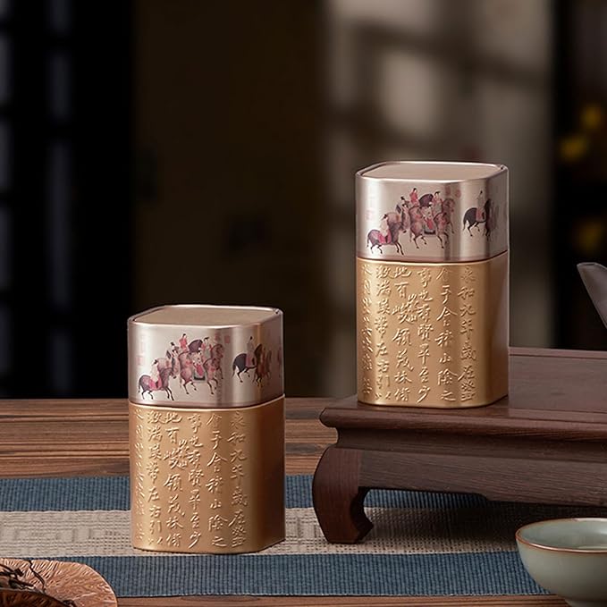 Tea Packagings Box Empty Tea Tin Can Square Tinplate Containers For Loose Tea Coffee Candy Cookie Spices Square Tinplate Can Tea Room Decoration Accessory, youth large / 11-13, Black