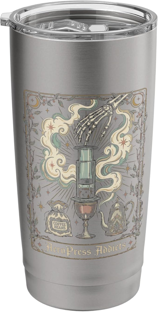 Gothic AeroPress Coffee Shirts Mystical Coffee Brewing Scene Stainless Steel Insulated Tumbler