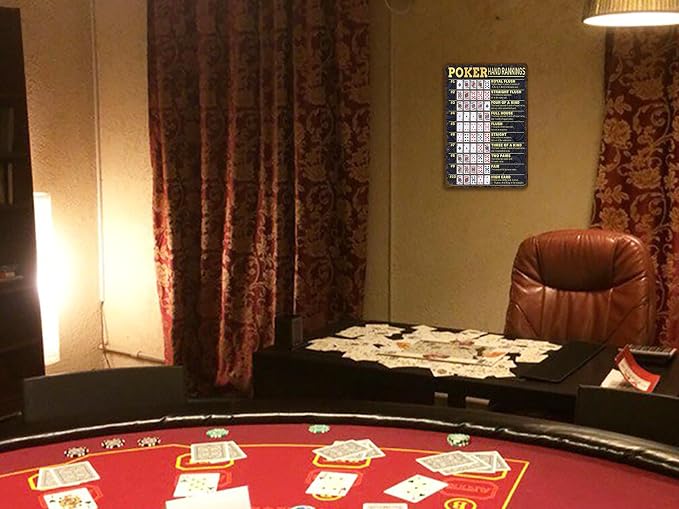 Vintage Poker Hands Rankings Metal Sign - Texas Hold'em & All Poker Hands Ranked - Game Room Man Cave Decor 12x8 Inch - Image 6