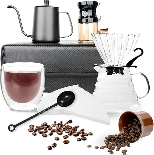 Pour Over Coffee Maker Set, All in One Portable Coffee Maker, Ideal for Home Brewing and Travel, Coffee Lover Gift