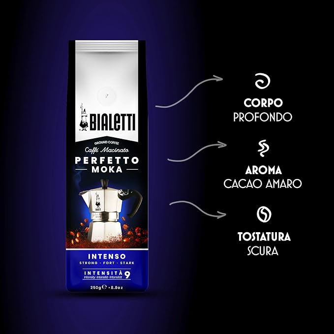 Bialetti Perfetto Moka Café Moulu Intenso (Strong) Dark Roast 250 g