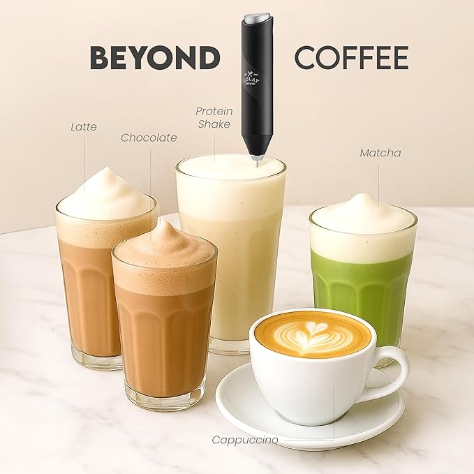 Zulay Kitchen Milk Frother Handheld Battery Operated – Electric Drink Mixer for Coffee, Lattes, Cappuccinos, Matcha & Hot Chocolate – Portable Foam Maker & Coffee Bar Accessory