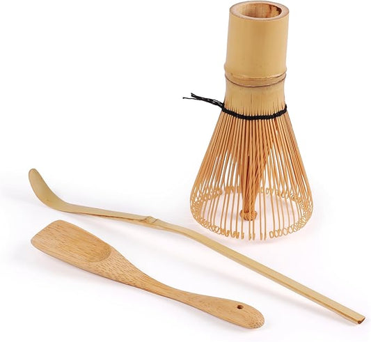 BambooMN Matcha Tea Set - Matcha Whisk (Chasen), Scoop (Chashaku), Deep Scoop, Traditional Japanese Style - 1 Set
