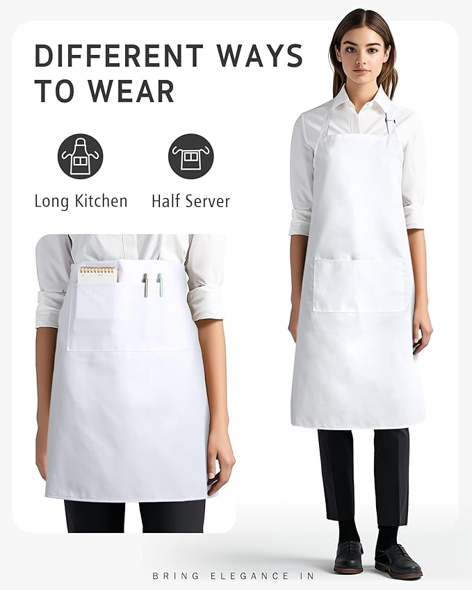 Syntus Chef Apron for Men Women Kitchen Cooking Apron with Pockets, Adjustable Bib Aprons Stain Resistant