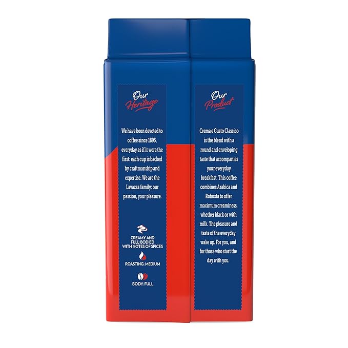 Lavazza Crema e Gusto Ground Coffee, Medium Roast, Arabica and Robusta Blend, 8.8 oz Brick (Pack of 20)