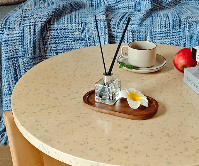 Small Wooden Tray (7.5 x 4.1 inch), Oval Mini Serving Tray for Coffee Tables, Dessert, Snack, Fruit, Acacia Wood Platter for Vegetable, Decor Restaurant