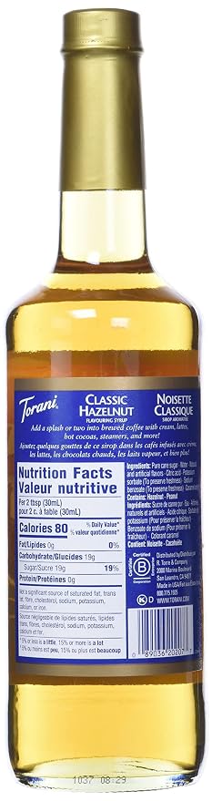 Torani Hazelnut Syrup, 25.35 oz - Image 2