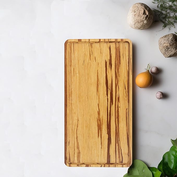Bamboo Serving Tray - 11" x 5.5" x 0.6" - Tiger Stripe - 30 Trays