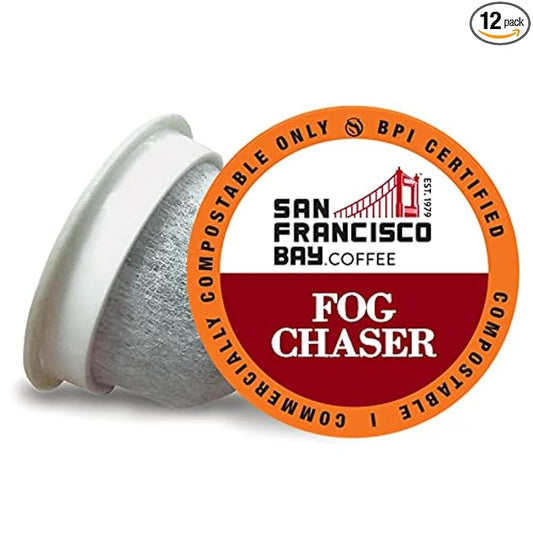 San Francisco Bay Compostable Coffee Pods - Fog Chaser (12 Ct) K Cup Compatible including Keurig 2.0, Medium Dark Roast