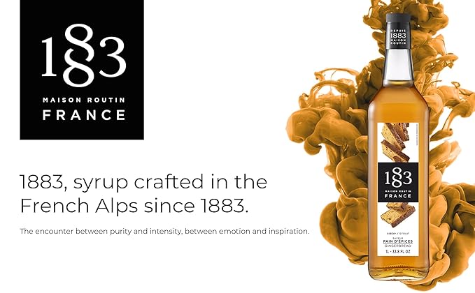 1883 Gingerbread Syrup for Drinks, Made in France, 1 Liter Plastic Bottle