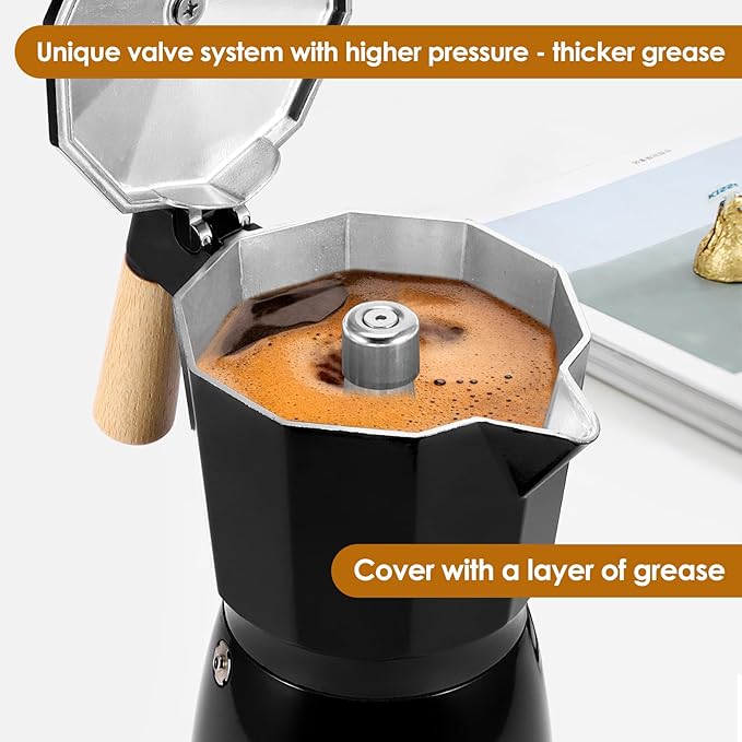 Electric Espresso Coffee Maker, 6 Cup Coffee Pot with Detachable Base Portable Aluminum Italian Moka Maker Electric Moka Pot for Home Cafe Outdoor Office