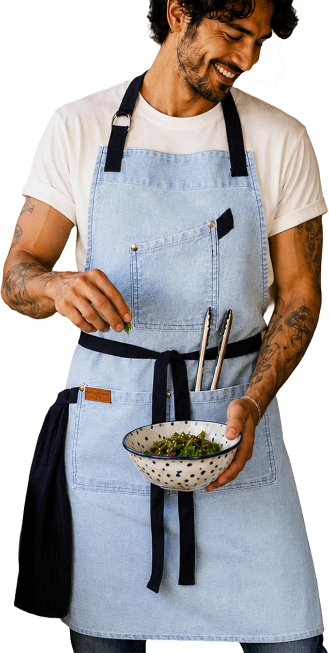 100% Cotton Printed Kitchen Apron with 2 Pockets for Men and Women – Adjustable Chef Apron - Machine Washable by Unknown