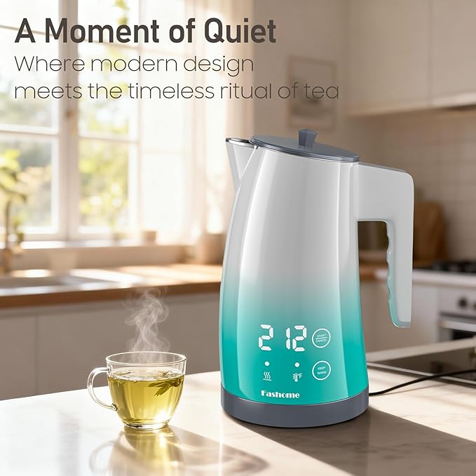 Electric Kettle with Temperature Control, 5 Preset Temps & 2H Keep Warm, 1200W Cool-Touch BPA-Free Electric Tea Kettle, Digital Display, 360° Base - Blue Gradient